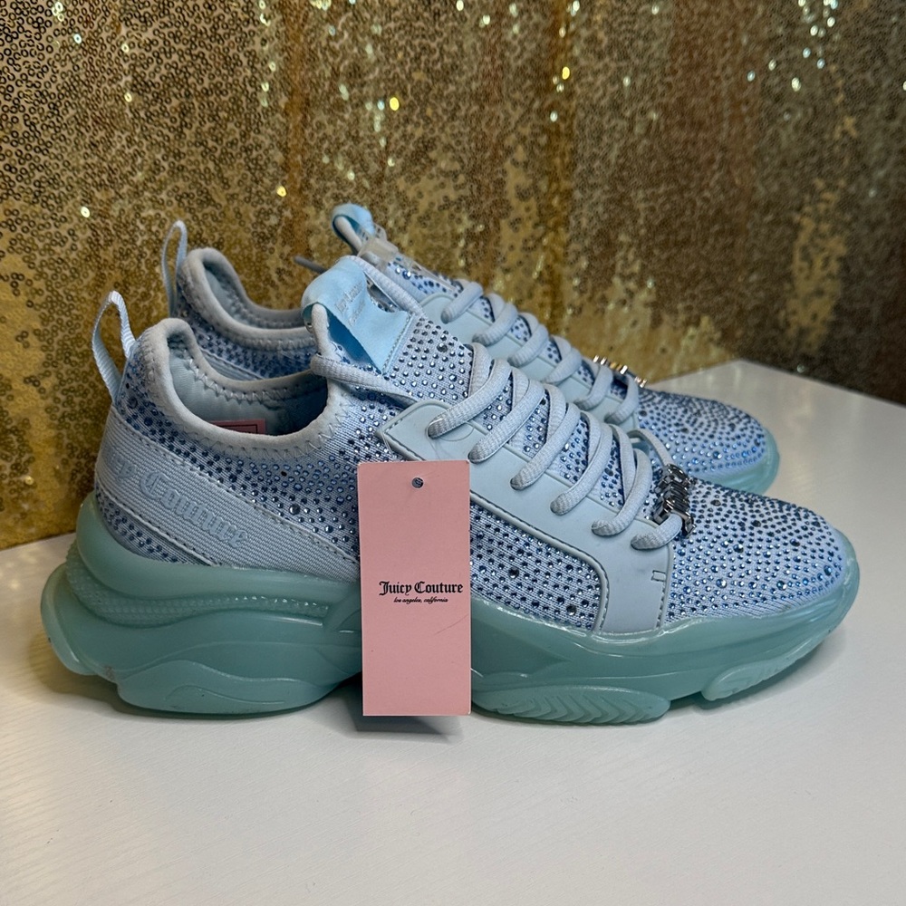 Juicy Couture Adana Rhinestone Chunky Sky Blue and Aqua Sneakers